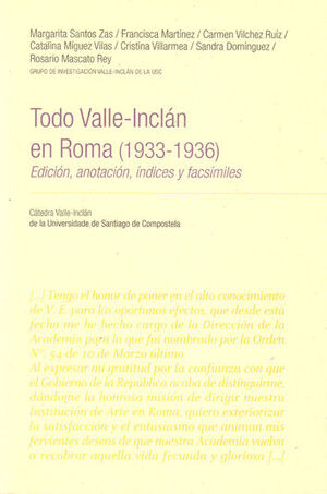 VI/5 TODO VALLE-INCLAN EN ROMA(1933-1936) PREMIO INVESTIGACION